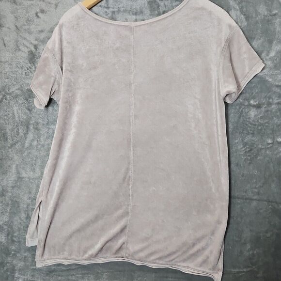 Green Tea Women's Top Med Beige Soft Velour short sleeve - Picture 9 of 11